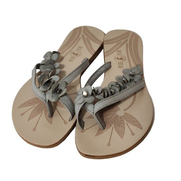 Duck Head Lilly Grey Flip Flops Sandals Flats Size 10 M Jewel Studded Toe Strap - Picture 4 of 8